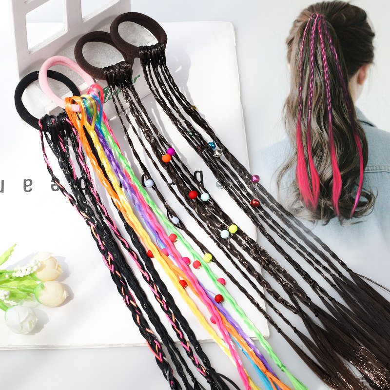 South Korea Choreography Colorful Leather Gluten Girl Braids Tied Hair Color Rope Children Dirty Braid Hair Accessories Hair Ring Hair Braid Hair Ring