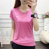 Outdoor womens quick-drying T-shirt womens short sleeve V-collar slim slim running sports fast-drying half-sleeve T summer T-shirt