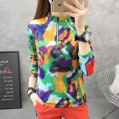 Summer thin quick-drying T-shirt women's long sleeves fashion slim camouflage elastic breathable quick-drying clothes anti-UV