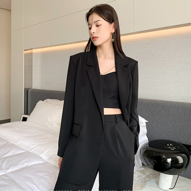Black Blazer for Women, High-End, Spring and Autumn, Thin, Korean Style, Loose Design, Niche, Long-Sleeved, Casual Blazer Black Blazer for Women, High-End, Spring and Autumn, Thin, Korean Style, Loose Design, Niche, Long-Sleeved, Casual Blazer