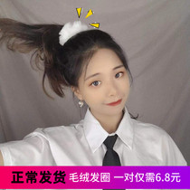 Plush hair ring Korean version soft girl loli imitation rabbit hair hair ring Korean version pure color plush ball hair rope fur ball
