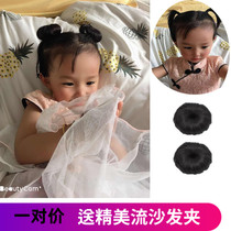 Korean childrens wig headdress princess shape cute baby ball head wig flower bud plate hair artifact