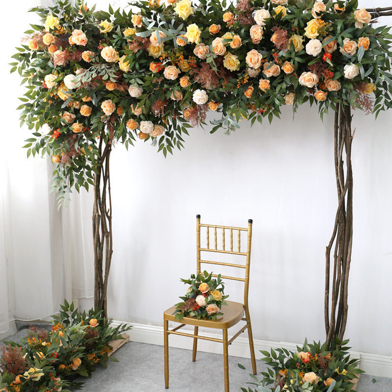 Wedding arrangement Set Set Arch Wall Wall Road Route Simulation Flower Activity Photography Silk Flower Advertising
