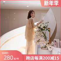 Table flower fresh ornaments White Phalaenopsis wall light luxury floral living room decoration flower stand Western wedding arrangement flower