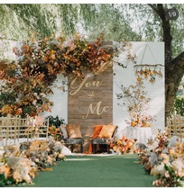 Wedding Arch Orange Autumn Imitation Floral Wedding Soft Decoration Flower Row Welcome Area Stage Background Floral Ornaments