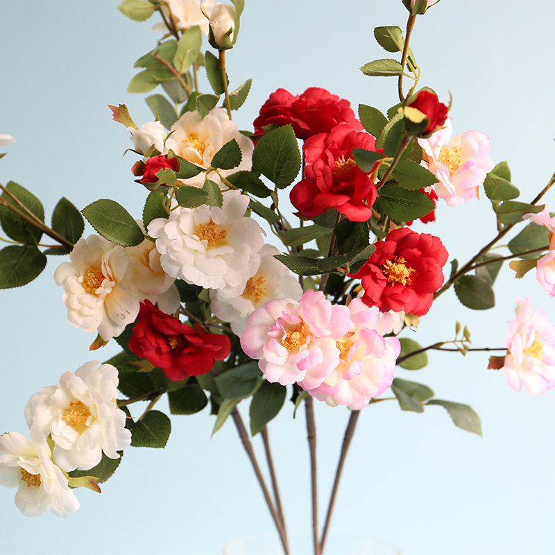 Simulation flower bedroom living room decoration fabric silk flower iceberg rose fake flower rose flower soft decoration indoor decoration flower