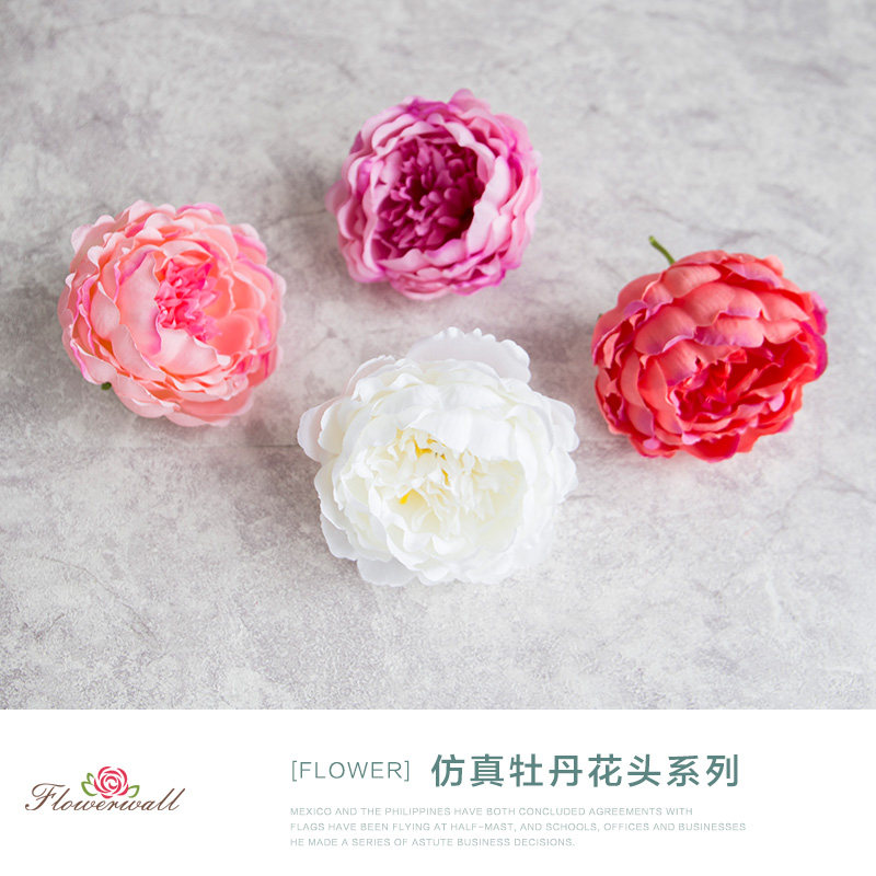 Simulation peony peony flower head wedding silk flower DIY headdress cloth flower material accessories flower wall decoration fake flowers