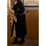 Черное шерстяное пальто, демисезонная куртка, подходит для подростков