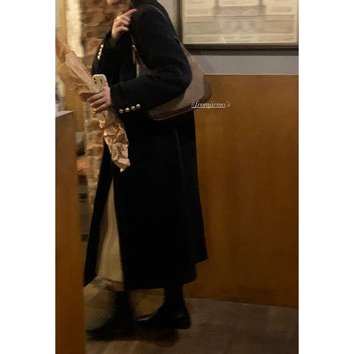 Черное шерстяное пальто, демисезонная куртка, подходит для подростков