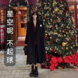 Длинное черное демисезонное шерстяное пальто, куртка, подходит для подростков, изысканный стиль