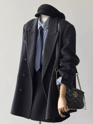 Короткий демисезонный шерстяной костюм, шерстяное шерстяное пальто, подходит для подростков, изысканный стиль