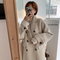 2021 new autumn and winter woolen coat womens woolen coat temperament medium long small man Japanese Korean version Black