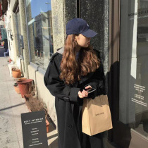 Black windbreaker coat female spring and autumn 2021 New Coat long autumn small man Korean temperament early autumn