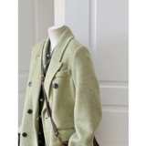 Костюм, демисезонное небольшое короткое шерстяное пальто, подходит для подростков, в корейском стиле