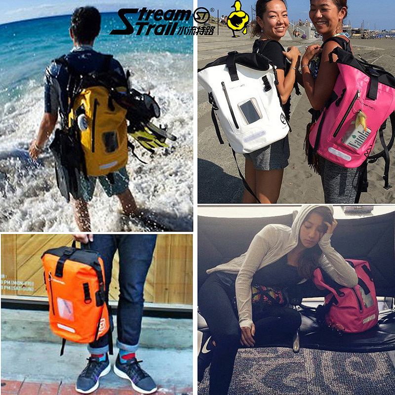 StreamTrail Mountaineering Outdoor Waterproof Bag Double Shoulder Bag Rafting Movement Anti-Splash Water Beach Bag men and women