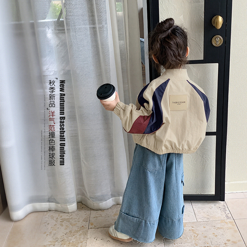 British Dhwa Girls' Jacket Autumn Baseball Jacket Children's Super Stylish Top Trendy Popular Girls' Autumn Jacket