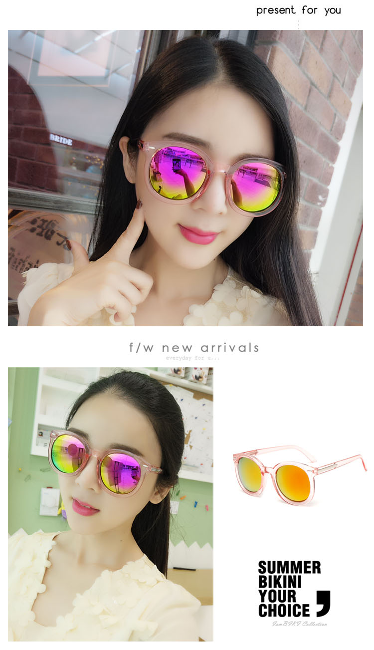 Cá tính mặt dài kính râm nữ phiên bản Hàn Quốc của phong cách retro retro phong cách mặt tròn thủy triều chụp khuôn mặt gầy gò khuôn mặt lớn kính không độ