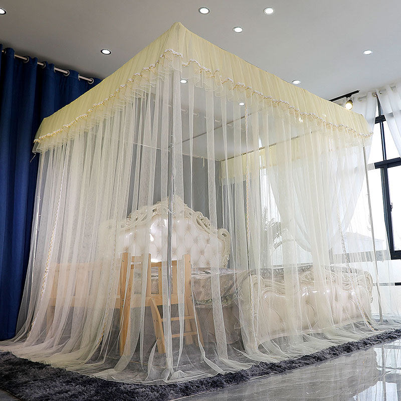 Customized floor-to-ceiling bold stainless steel size bed stitching custom enlarged and widened tatami kang bed fully surrounded by mosquito nets
