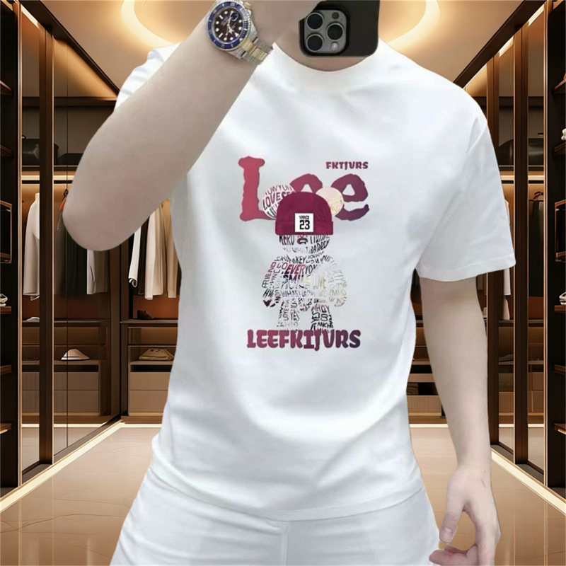 Bear Print T-Shirt Men's Short-Sleeved Summer Korean Style Trendy Round Neck Slim-Fit Half-Sleeve Youthful Versatile Trendy Brand Top Bear Print T-Shirt Men's Short-Sleeved Summer Korean Style Trendy Round Neck Slim-Fit Half-Sleeve Youthful Versatile Trendy Brand Top
