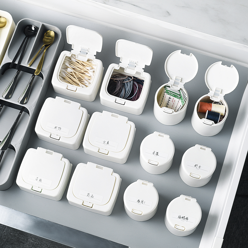 Mini Pop-up Storage Box Portable Desktop Storage Bucket Cotton Swab Tube Dust-proof Home Office Small Items Organizer