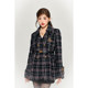 KH original retro badge plaid suit new college style double-breasted waist slimming