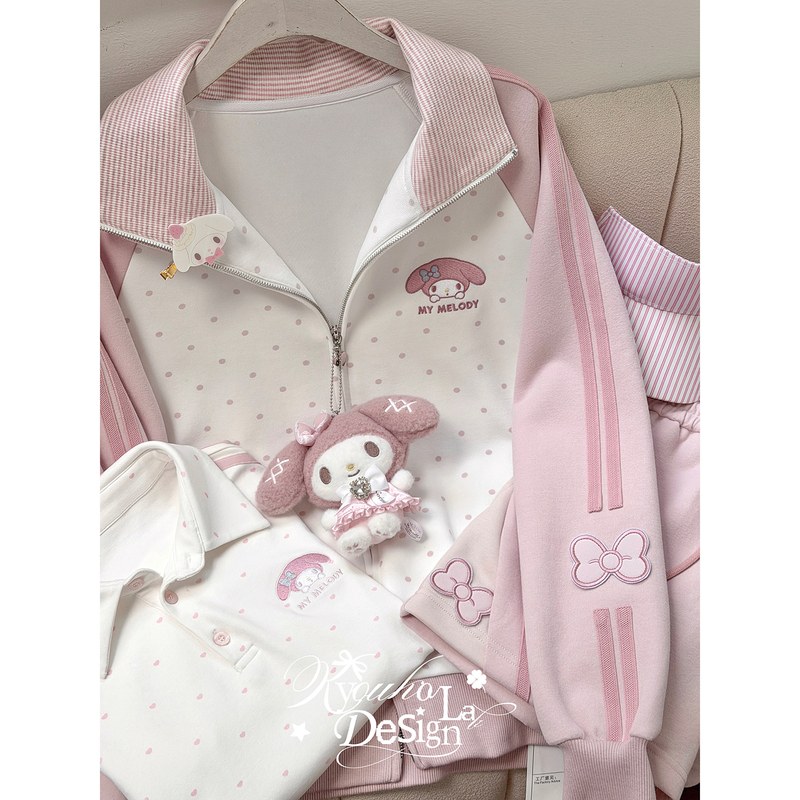 Geng Dou Story × My Melody Collaboration 2026 Spring/Summer New Gymnastics Jacket Polka Dot Top Korean Style Geng Dou Story × My Melody Collaboration 2026 Spring/Summer New Gymnastics Jacket Polka Dot Top Korean Style