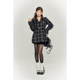 KH original retro badge plaid suit new college style double-breasted waist slimming