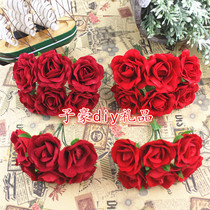 DIY simulation flannel Rose Garland wedding candy box corsage flower hand holding flower background decorative flower promotion 6 bunch