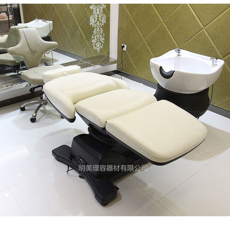 Japanese electric hair wash bed lifting rotating scalp care outlet high-end barber salon wash and care integrated flush bed