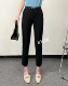 Black suit slim pants 2024 spring and summer new Korean style high-waisted simple temperament slim and versatile slim nine-point pants