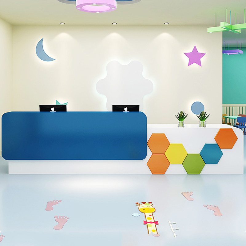 Simple and modern rectangular paint diamond shape sense kindergarten early education training class front desk reception desk cashier counter