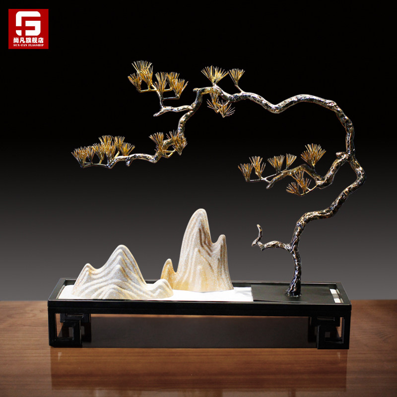 New Chinese-style home living room Zen ornaments porch iron welcome pine ornaments ceramic landscape craft gifts ornaments