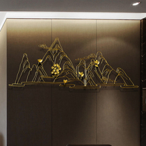 New Chinese living room TV background wall decoration pendant Dining room wall decoration Bedroom wall Wrought iron landscape wall hanging