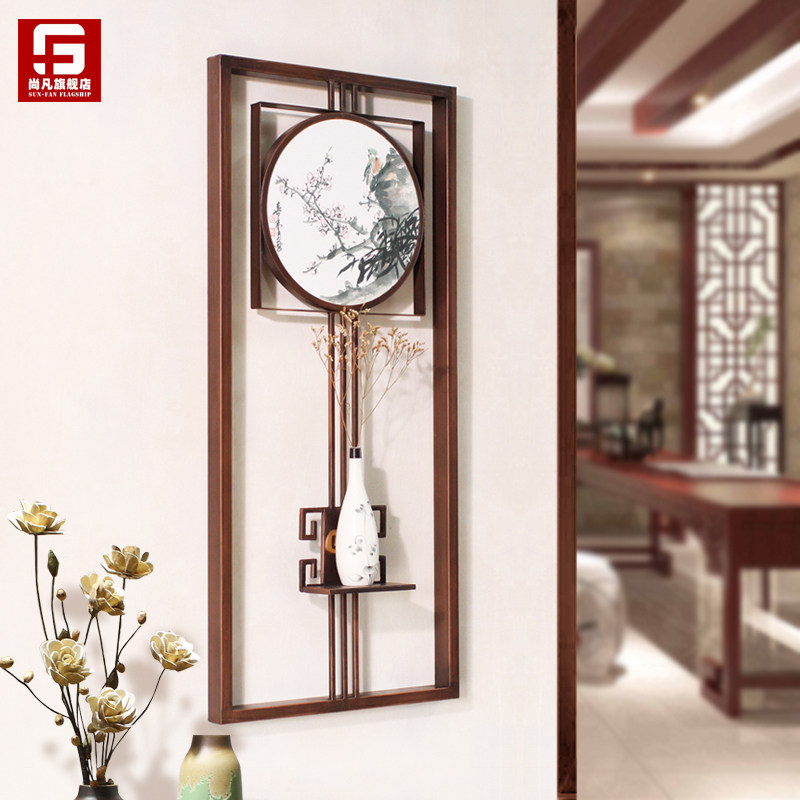 New Chinese living room entrance pendant Interior wall Zen wall hanging Chinese style wall decoration Light luxury wrought iron pendant