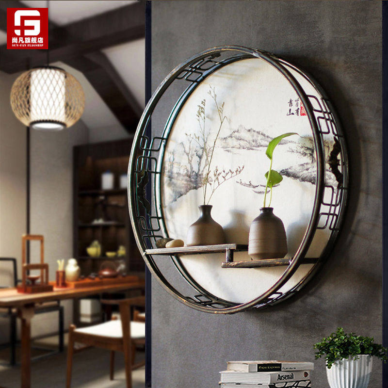 Chinese Zen door decoration wall pendant Indoor living room entrance wall hanging decoration Dining room wall wrought iron wall hanging