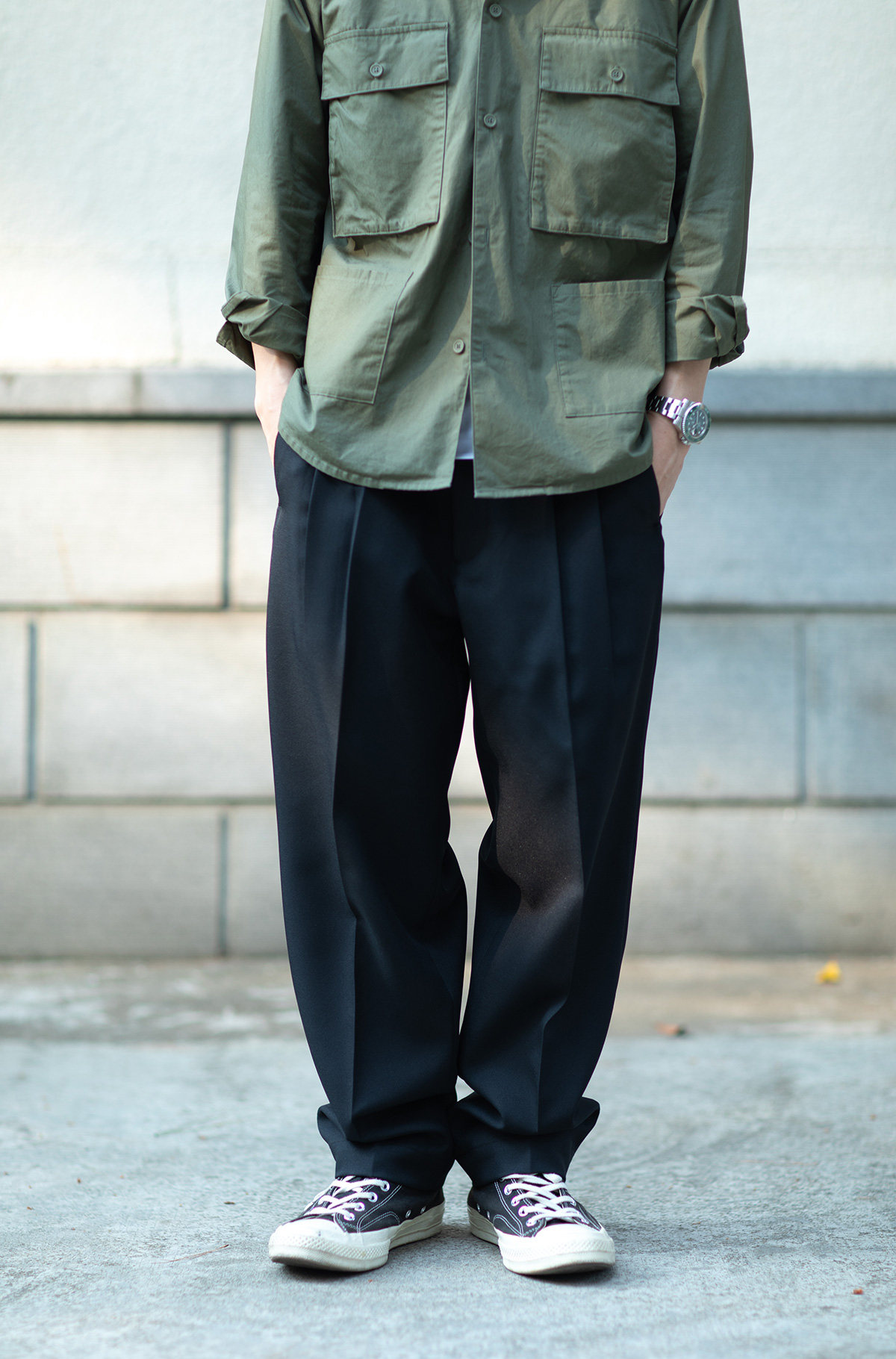 TUCK 01 / TROUSERS / POLY. TWILL