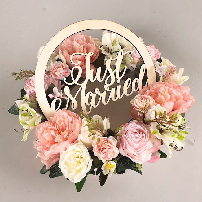 (Happiness Squared) 30cm Emulation Flower Ring Greet Wedding Gift Wedding Car Decoration Wedding Car Decoration Wedding Car Head Flower Arrangement Supplies 