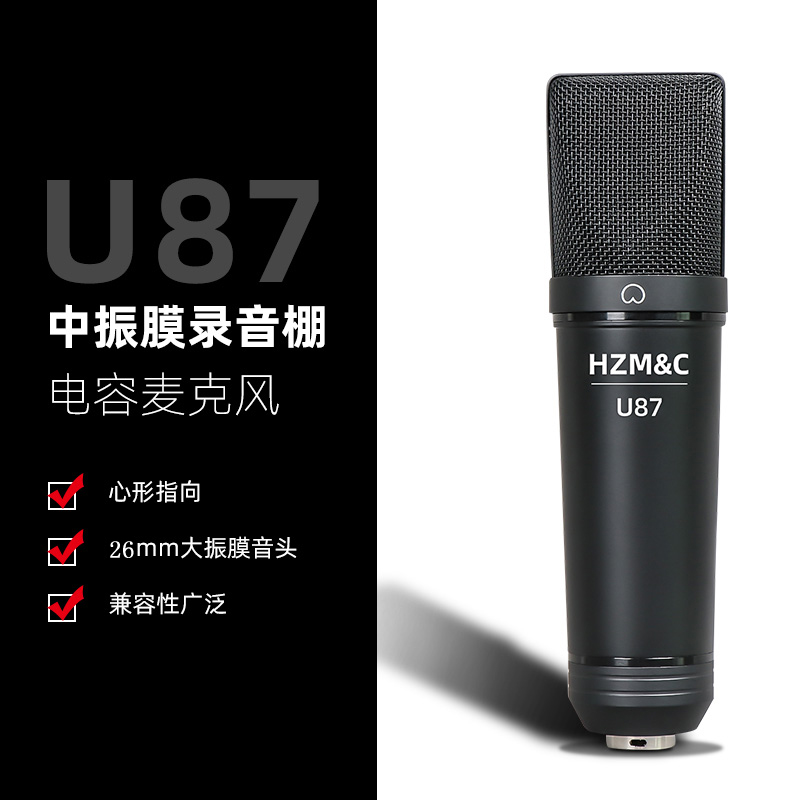 U87 large diaphragm condenser microphone recording studio equipment live video vibrato K song microphone HZMC