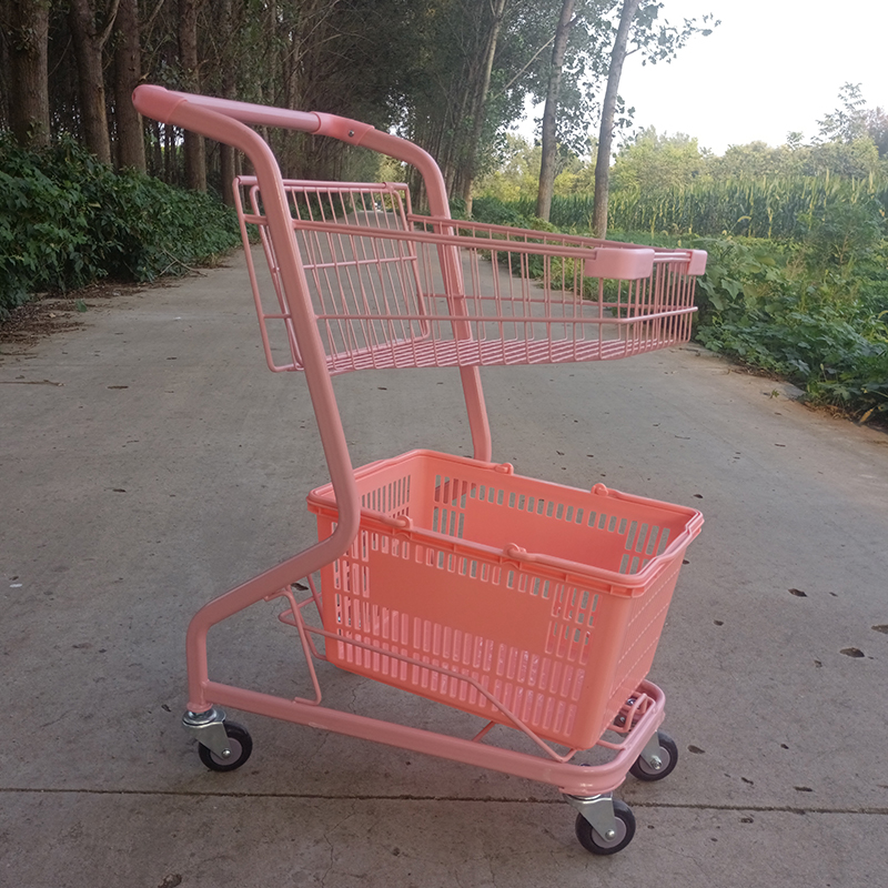 Pink Teenage Girl Hearts Photo Props shopping cart Net Red pendulum Stall Selling Flower Cart Double Supermarket Home Small Cart