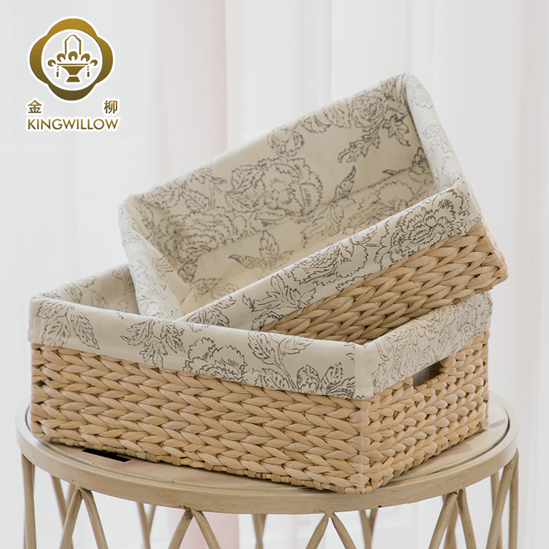 Golden willow vine weaving straw storage box desktop finishing basket home storage box dirty clothes and miscellaneous things storage box basket fabric