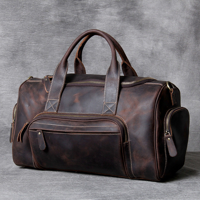 Handmade leather travel bag men's handbag large-capacity travel fitness bag short-distance first-layer cowhide business trip luggage bag