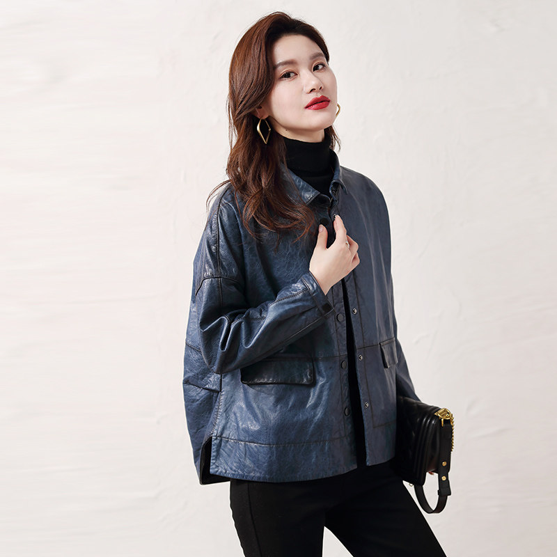 Retro Series 2022 Haining Genuine Leather Women's Turkish Sheep Leather Small Leather Jacket Jacket Short Section Loose