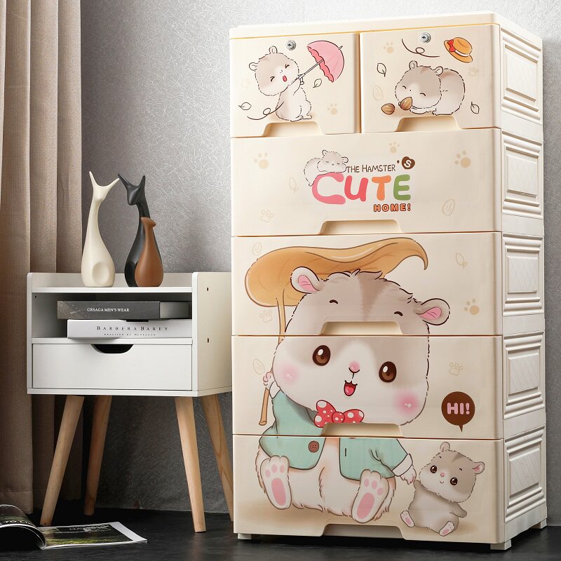 Thickened Plastic Five Bucket Drawer-Type Containing Cabinet Baby Wardrobe Baby Boy Finishing Box Toy Containing shelf