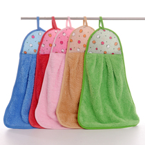Coral velvet hand towel can be hung solid color super soft absorbent non-hair kitchen towel rag cartoon thickened cleaning towel