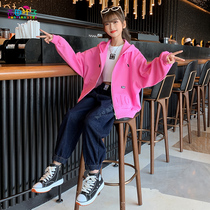 Girls coat spring and autumn 2021 new autumn dress foreign style girl fashionable coat childrens autumn windbreaker