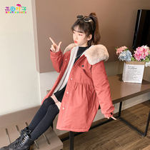 Girls Parker Cotton Coat Long 2021 New Childrens Coat Autumn and Winter Plus Padded Winter Down