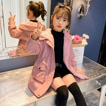 Girls plus velvet jacket autumn and winter 2020 new net Red foreign gas children thick fashionable windbreaker in the big children tide winter clothes