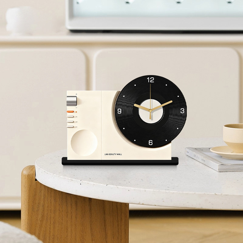 2026 New Retro Vinyl Record Desk Clock with Creative Design, High-End Decorative Ornament Clock