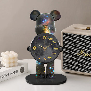 Violent Bear High-End Desk Clock, Table Clock, Desktop Clock for Living Room, Home Use, Decorative Clock, Pendulum Clock, Ornament