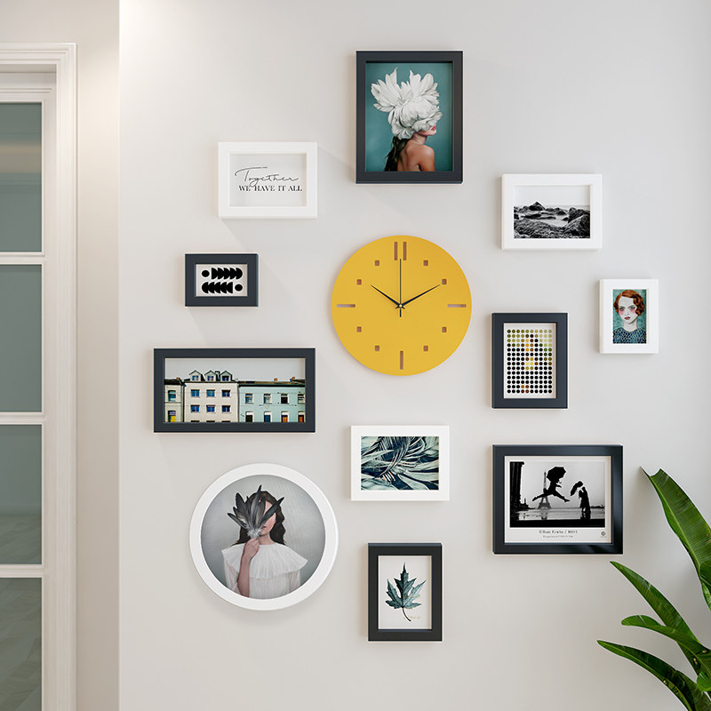 Modern and simple living room photo wall decoration Personality room background wall decoration Photo frame hanging wall combination free hole